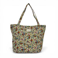 DE LA MUR floral jacquard large zippered tote bag in multicolor, front view