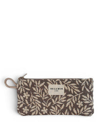 DE LA MUR floral jacquard eyewear case in beige and cream, front view
