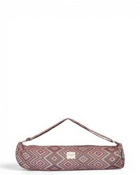 DE LA MUR Nana jacquard yoga mat bag in pink and lilac diamonds, front view with strap