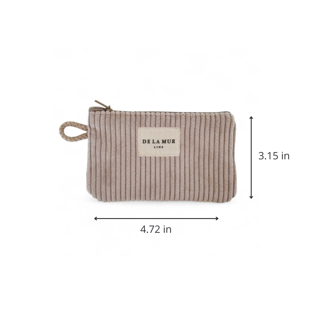 DE LA MUR corduroy coin purse dimensions diagram, 4.72 x 3.15 in