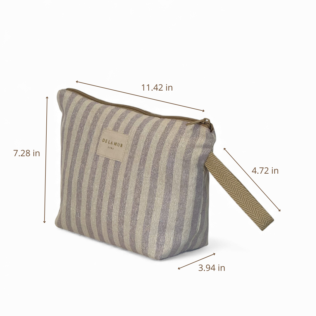 DE LA MUR Lulil makeup bag dimensions diagram in inches