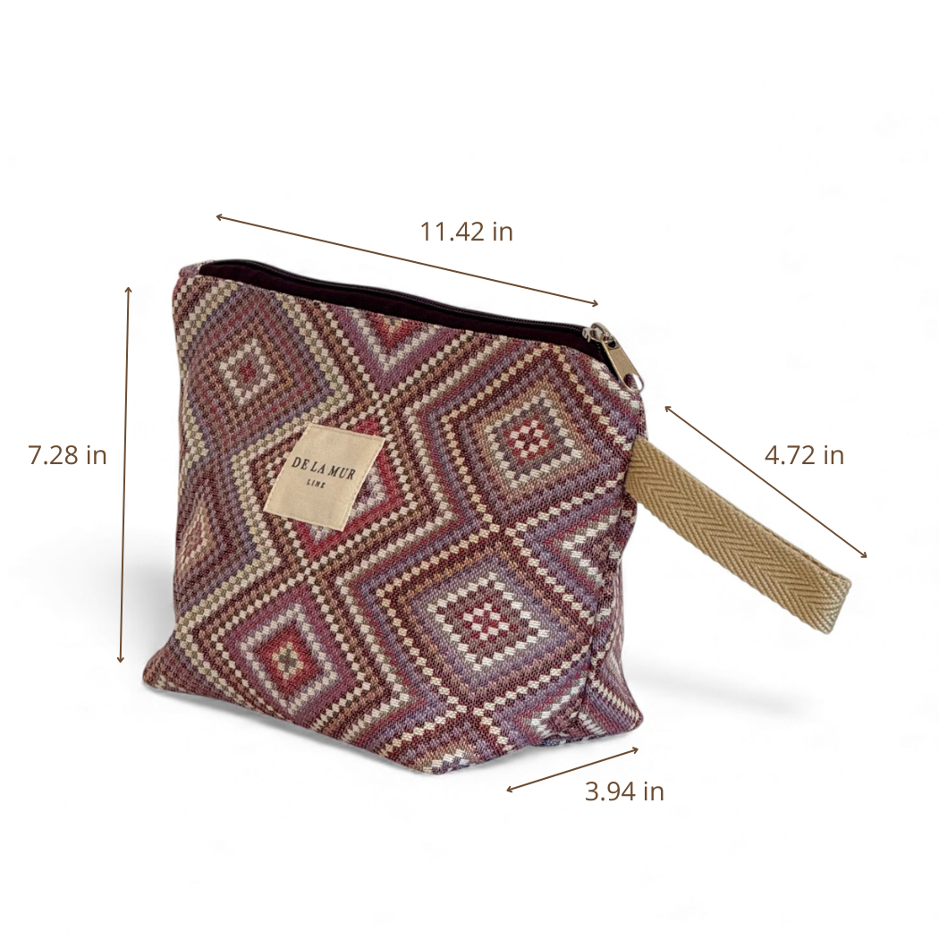 DE LA MUR Nana jacquard makeup bag dimensions diagram in inches