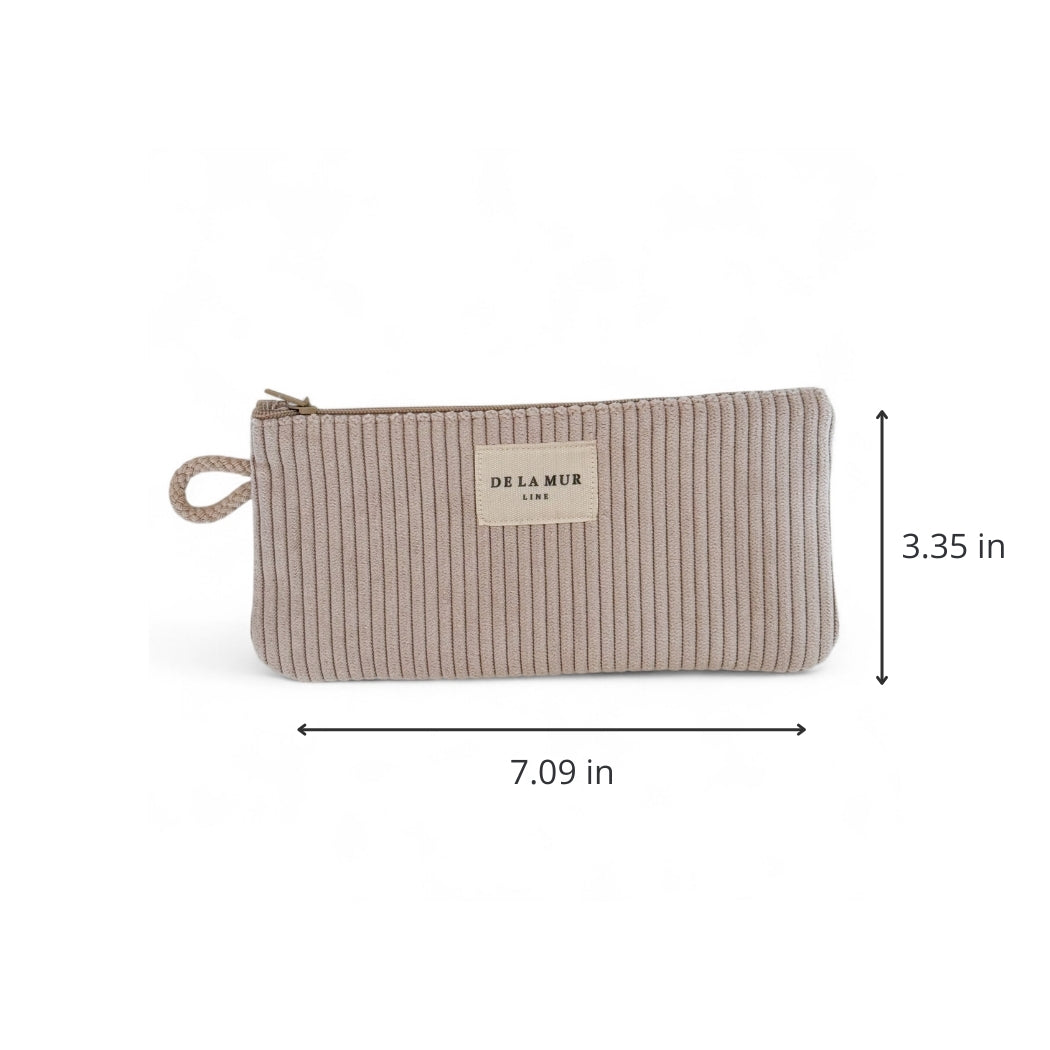 DE LA MUR corduroy eyewear case dimensions diagram, 7.09 x 3.35 in