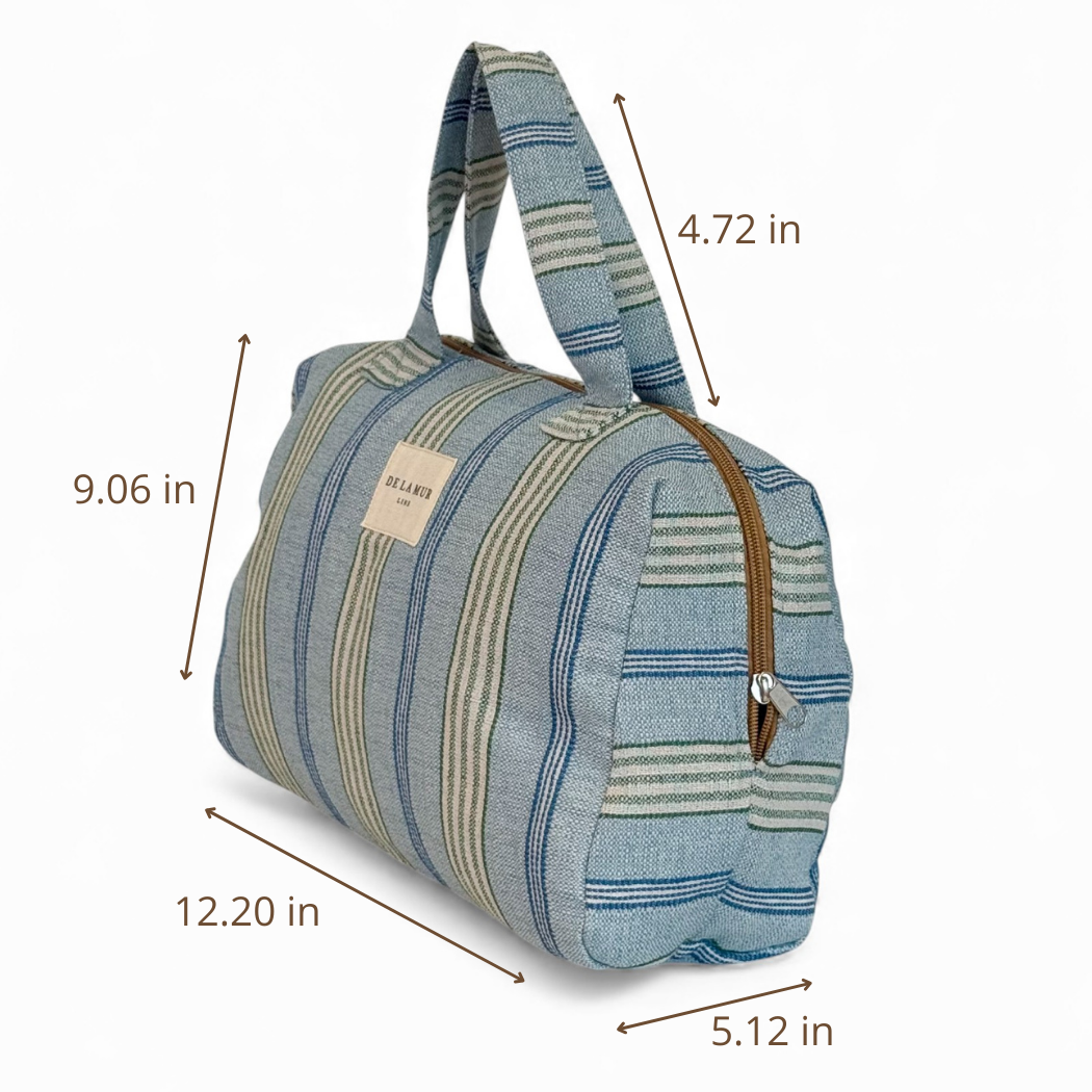 DE LA MUR Cata extra large makeup bag dimensions diagram in inches