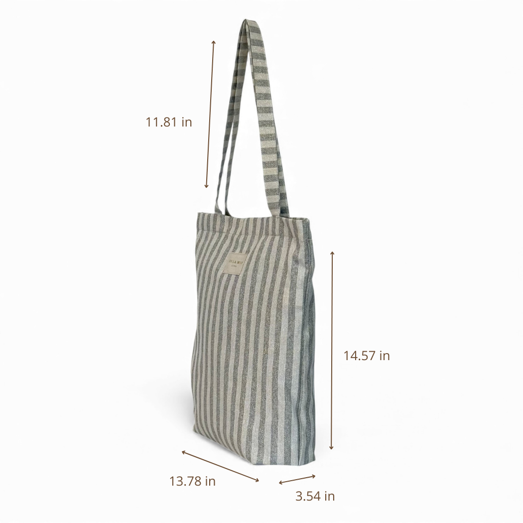 DE LA MUR Lugris zippered bag dimensions diagram in inches, side view