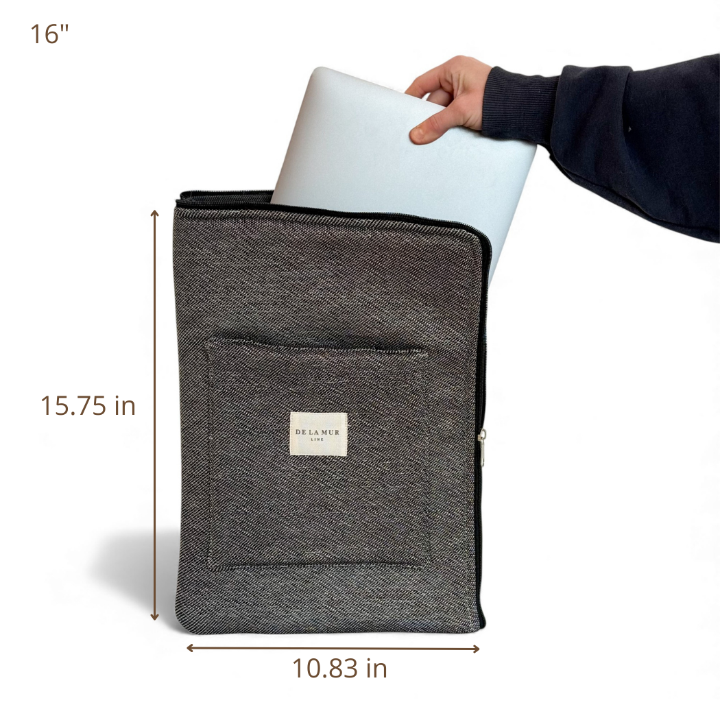 DE LA MUR Sinay laptop bag dimensions diagram, 16 inch size in inches