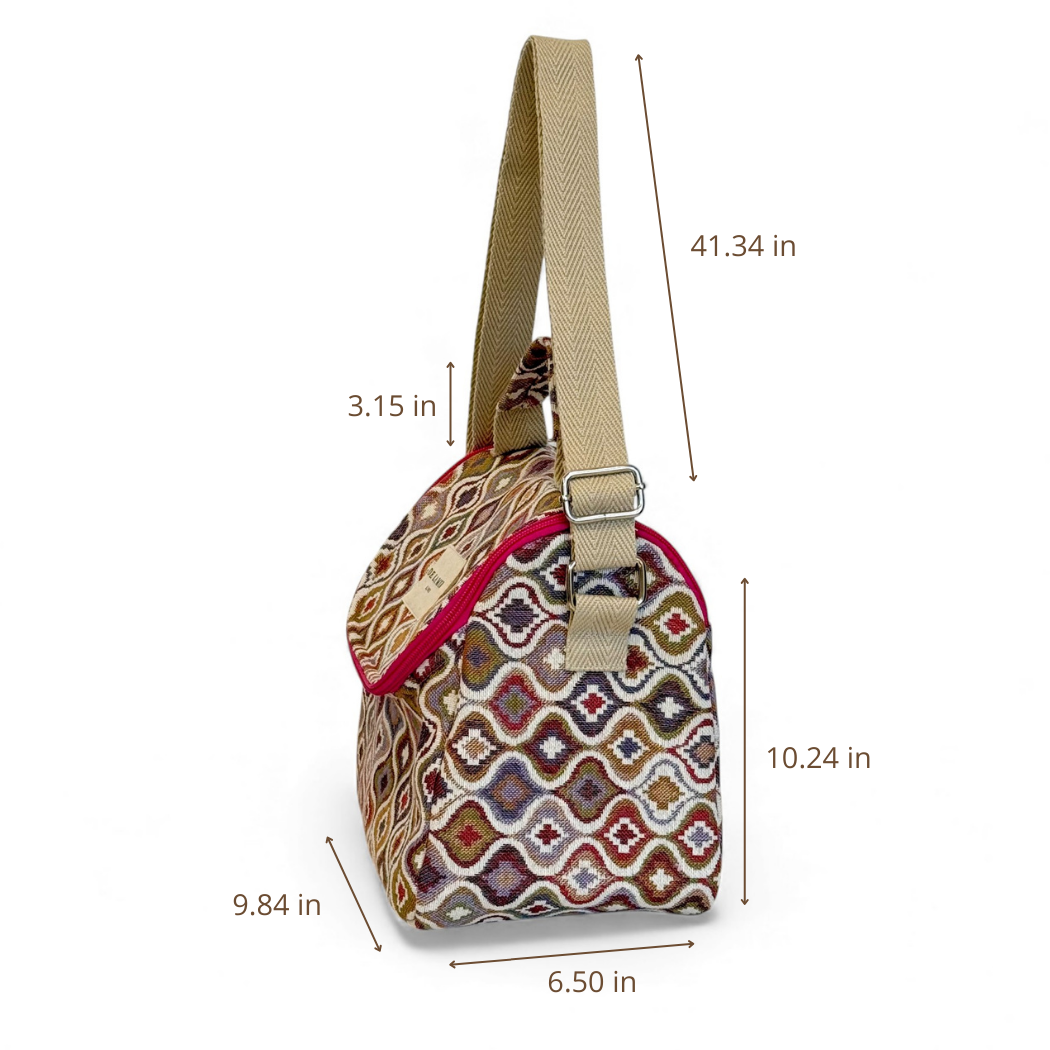 DE LA MUR Onda lunch bag dimensions diagram in inches, side view