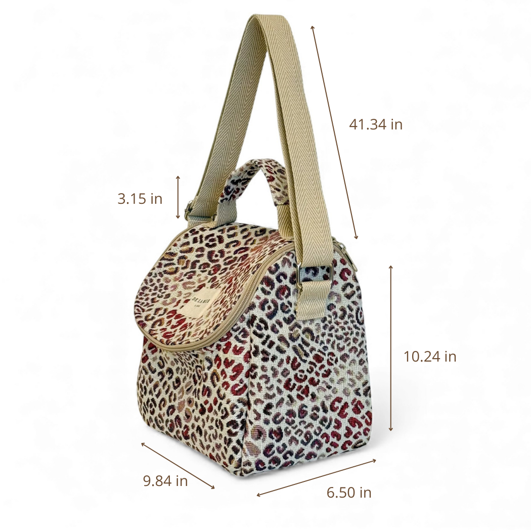 DE LA MUR Talco lunch bag dimensions diagram in inches, side view