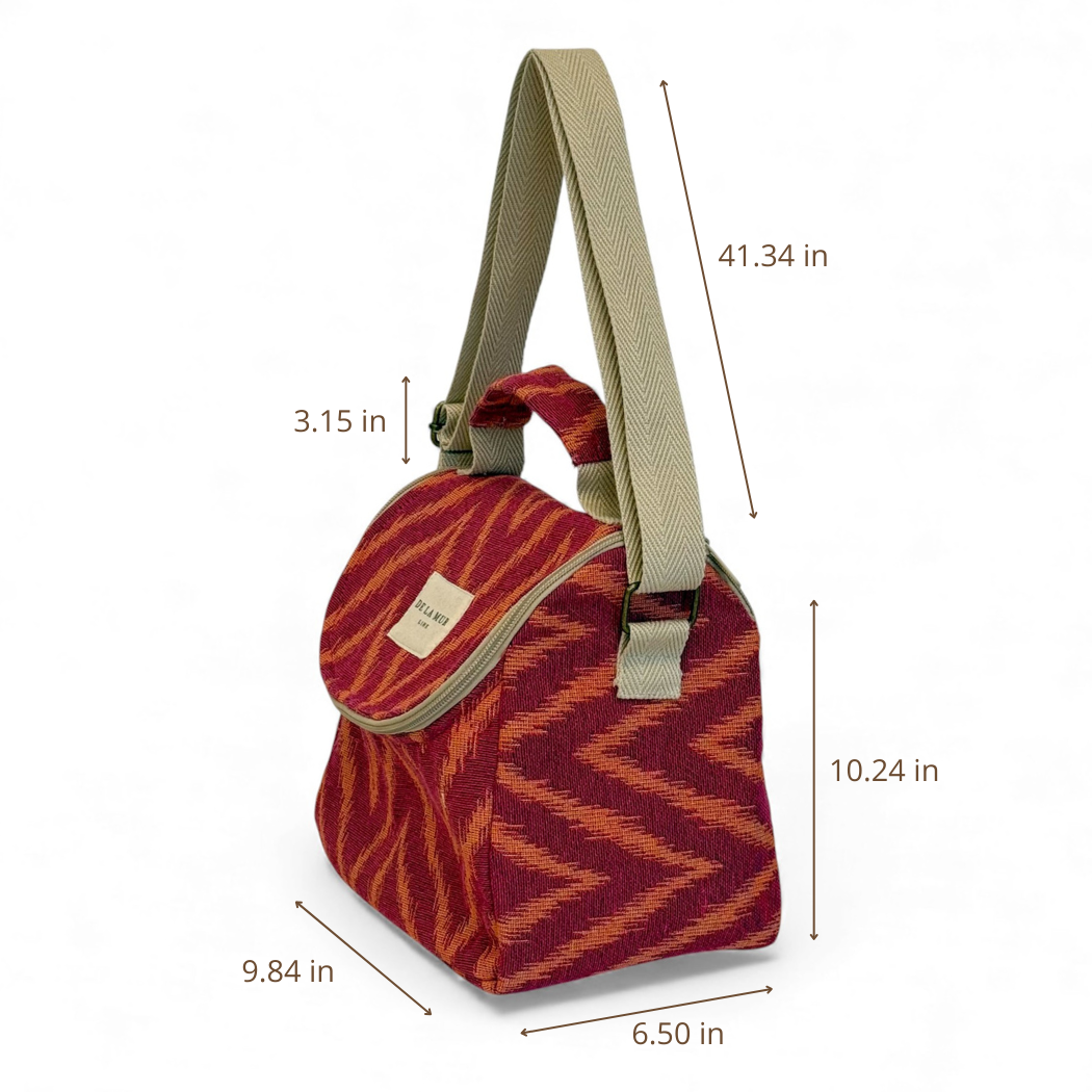 DE LA MUR Fuego lunch bag dimensions diagram in inches, side view