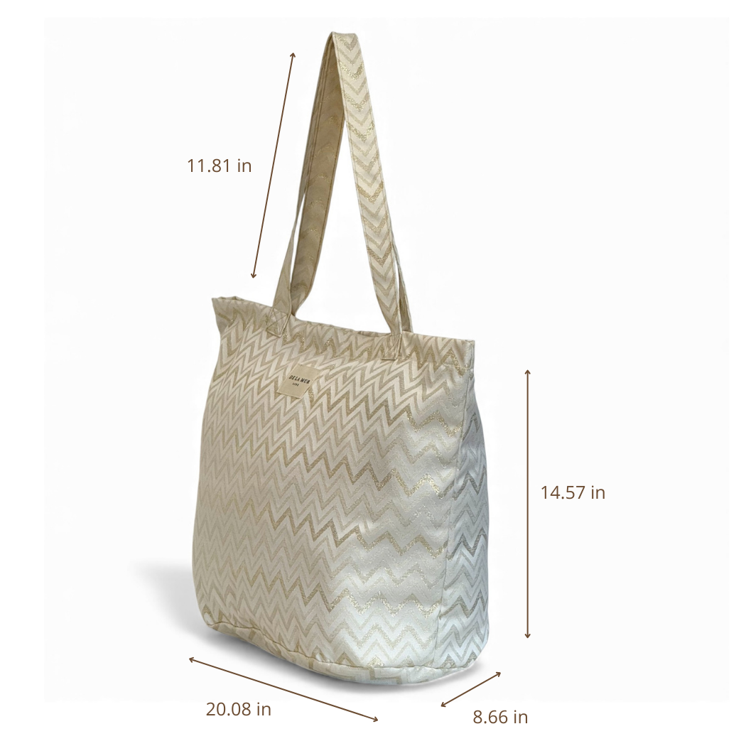 DE LA MUR Astro zippered tote dimensions diagram in inches