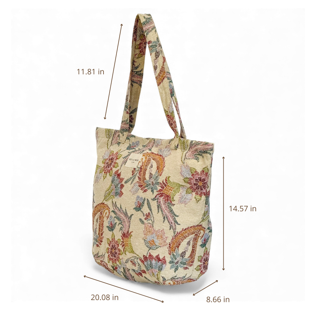 DE LA MUR Color zippered tote dimensions diagram in inches