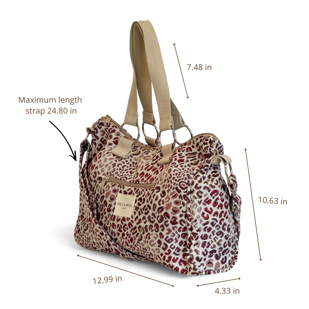 DE LA MUR Talco city handbag dimensions and strap length diagram