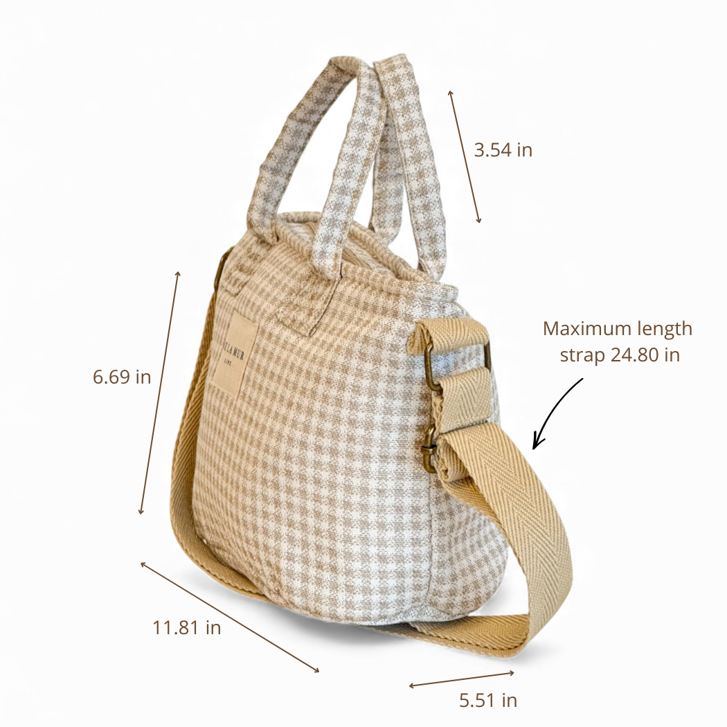 DE LA MUR Vison basket handbag dimensions diagram in inches
