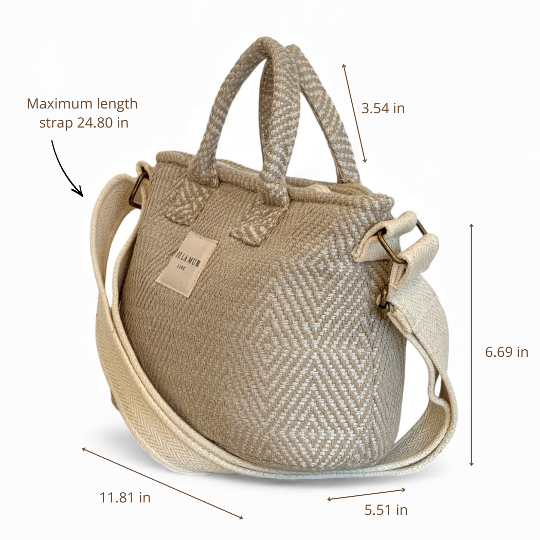 DE LA MUR Arena basket handbag dimensions diagram in inches