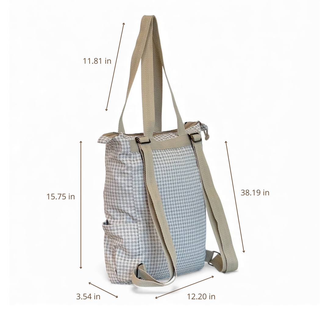 DE LA MUR Vison convertible backpack dimensions diagram in inches