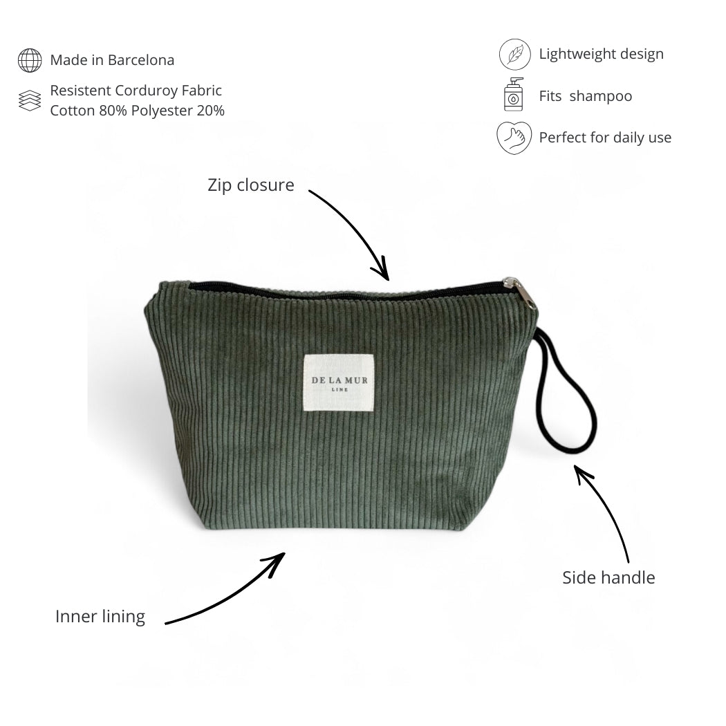 DE LA MUR Tree corduroy bag features: zip closure, side handle and inner lining