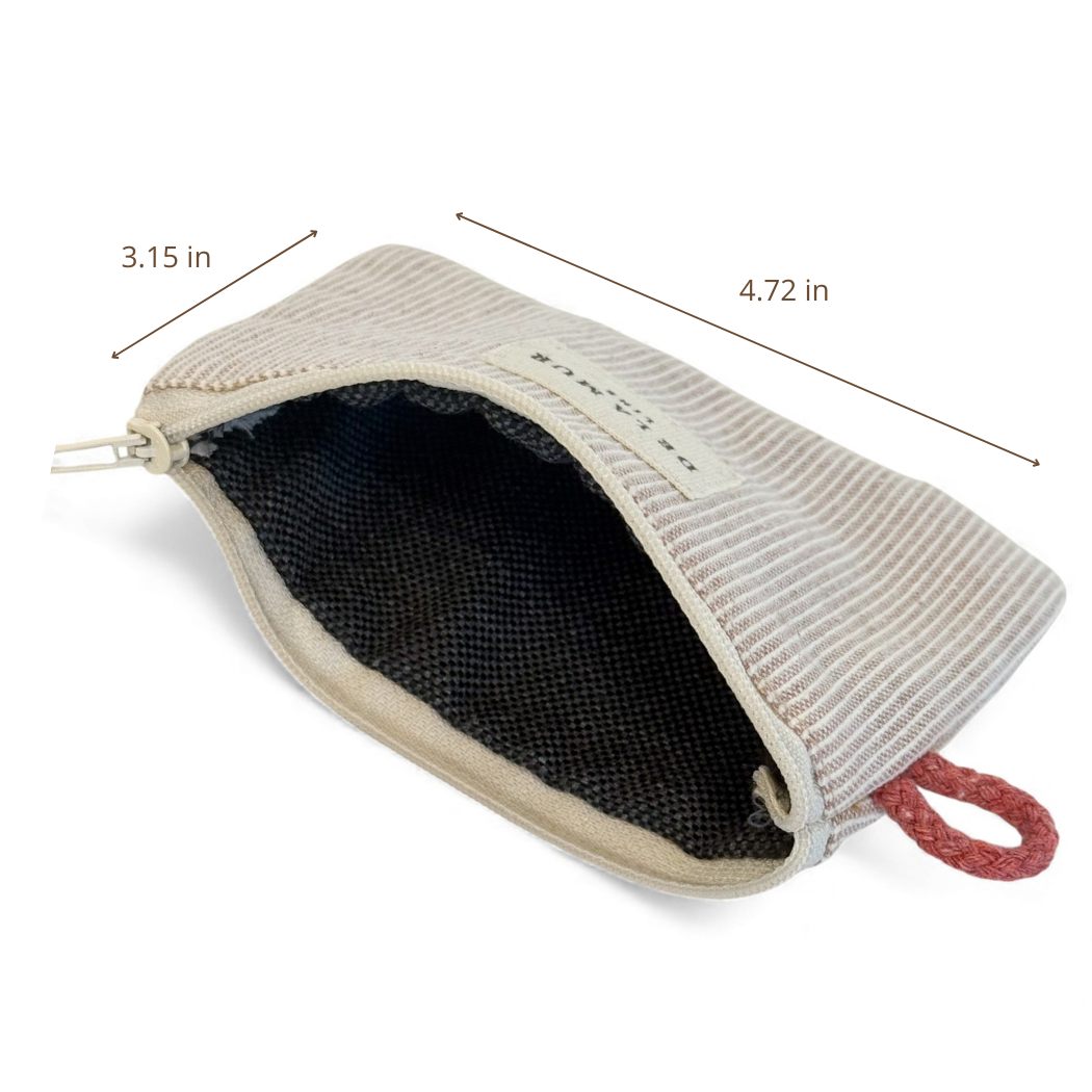 DE LA MUR Ibi coin purse dimensions diagram, 4.72 x 3.15 inches