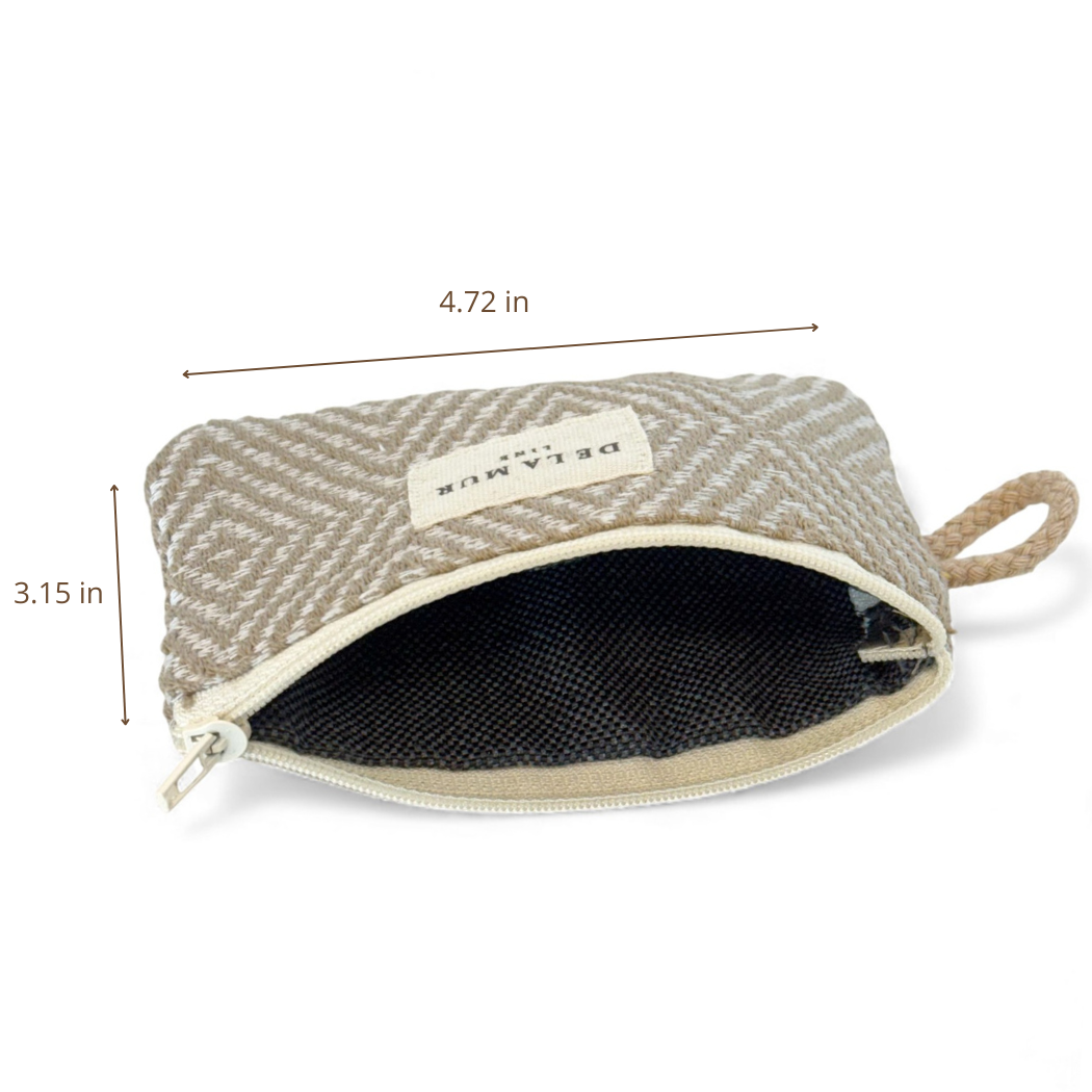 DE LA MUR Arena coin purse dimensions diagram, 4.72 x 3.15 inches