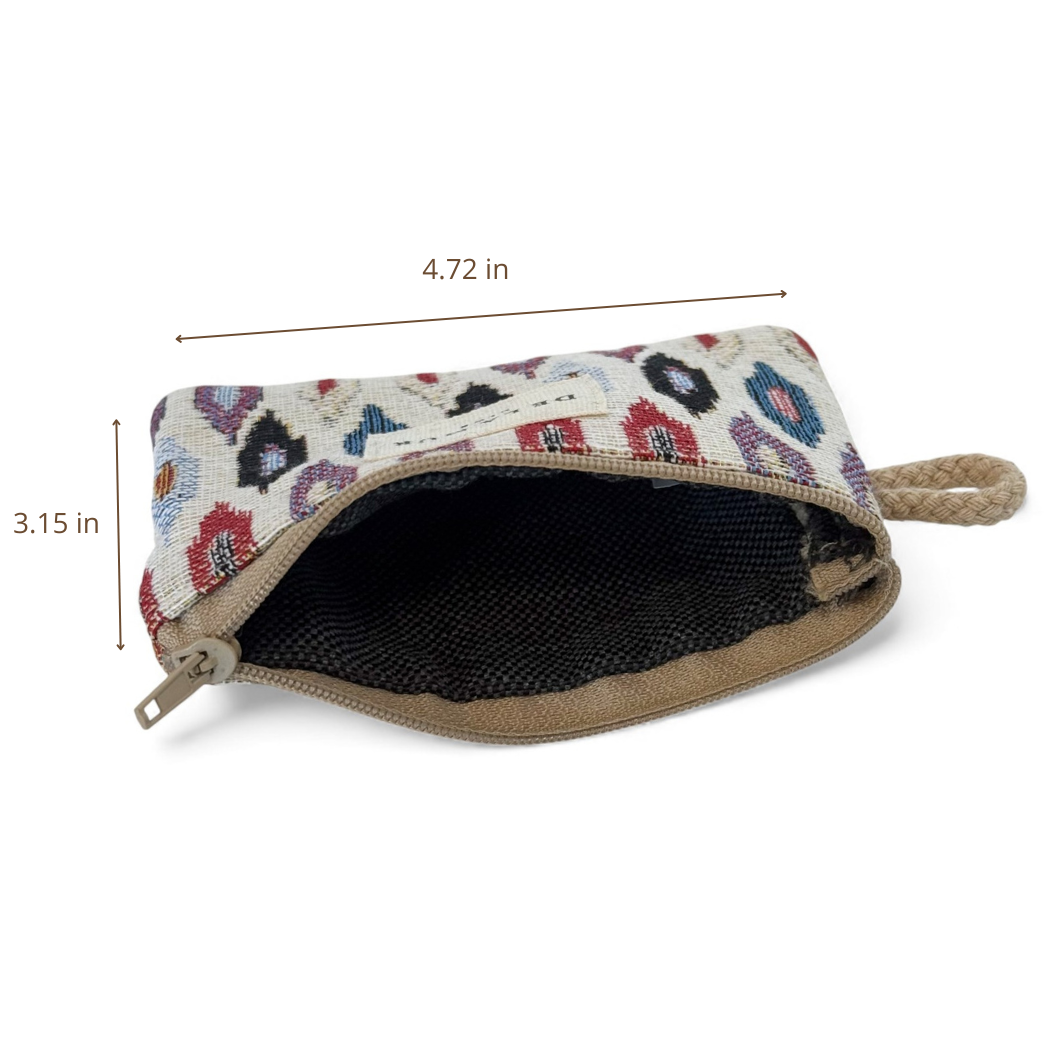DE LA MUR Urban coin purse dimensions diagram, 4.72 x 3.15 inches, open view