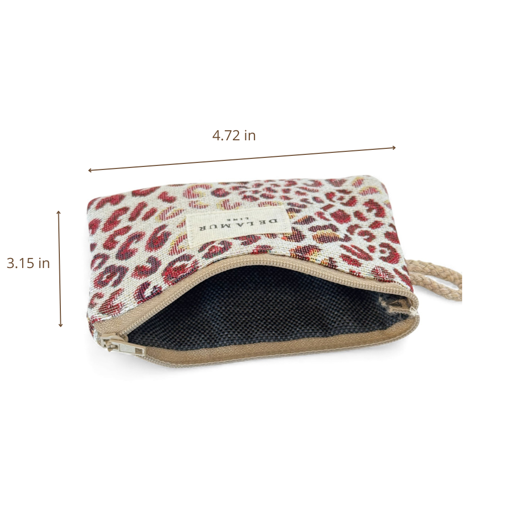 DE LA MUR Talco coin purse dimensions diagram, 4.72 x 3.15 inches, open view