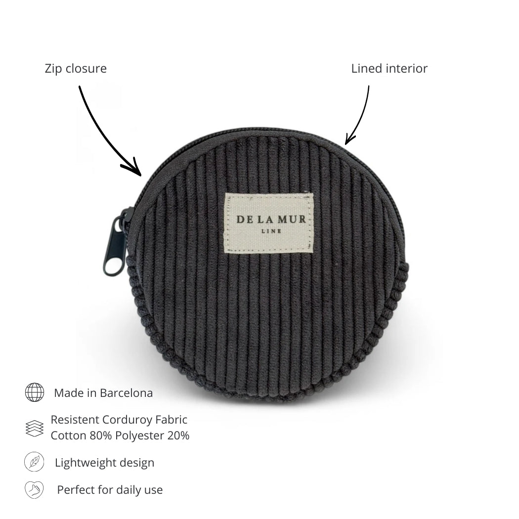 DE LA MUR Boni coin purse features: zip closure, lined interior, corduroy