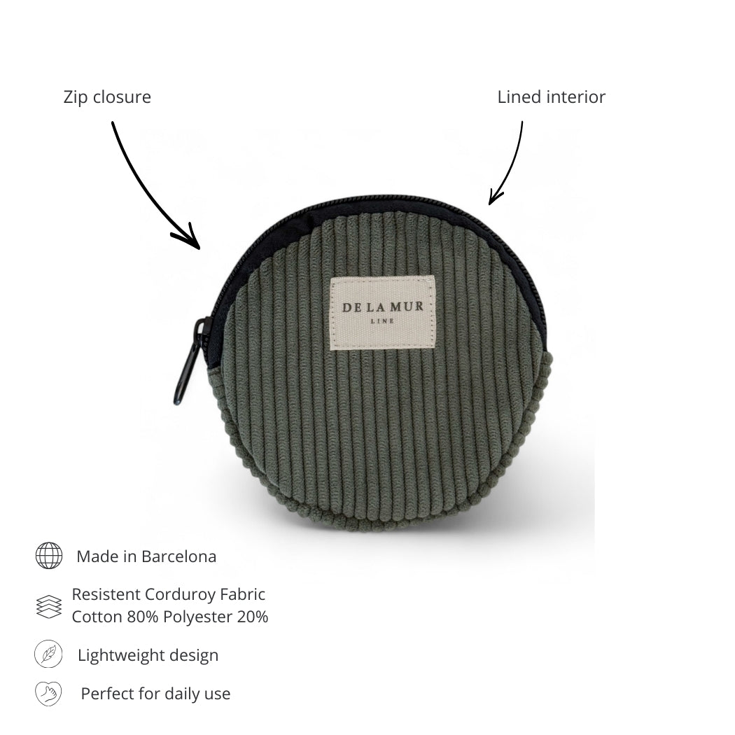 DE LA MUR Tree corduroy coin purse features: zip closure and lined interior