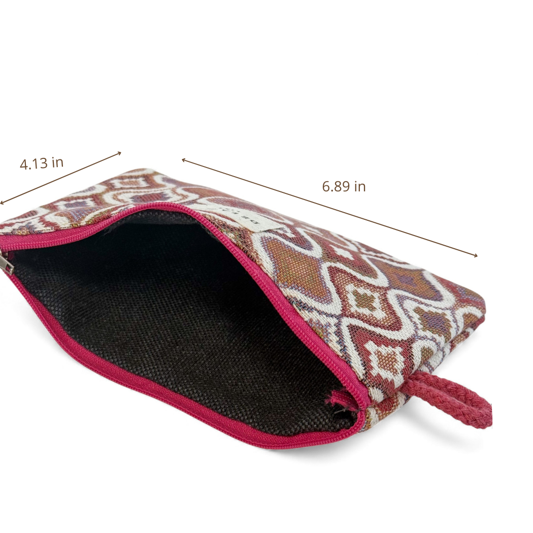 DE LA MUR Onda coin purse dimensions diagram, 6.89 x 4.13 inches