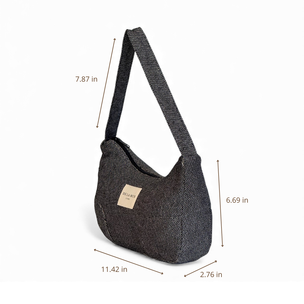 DE LA MUR Sinay shoulder bag dimensions diagram in inches