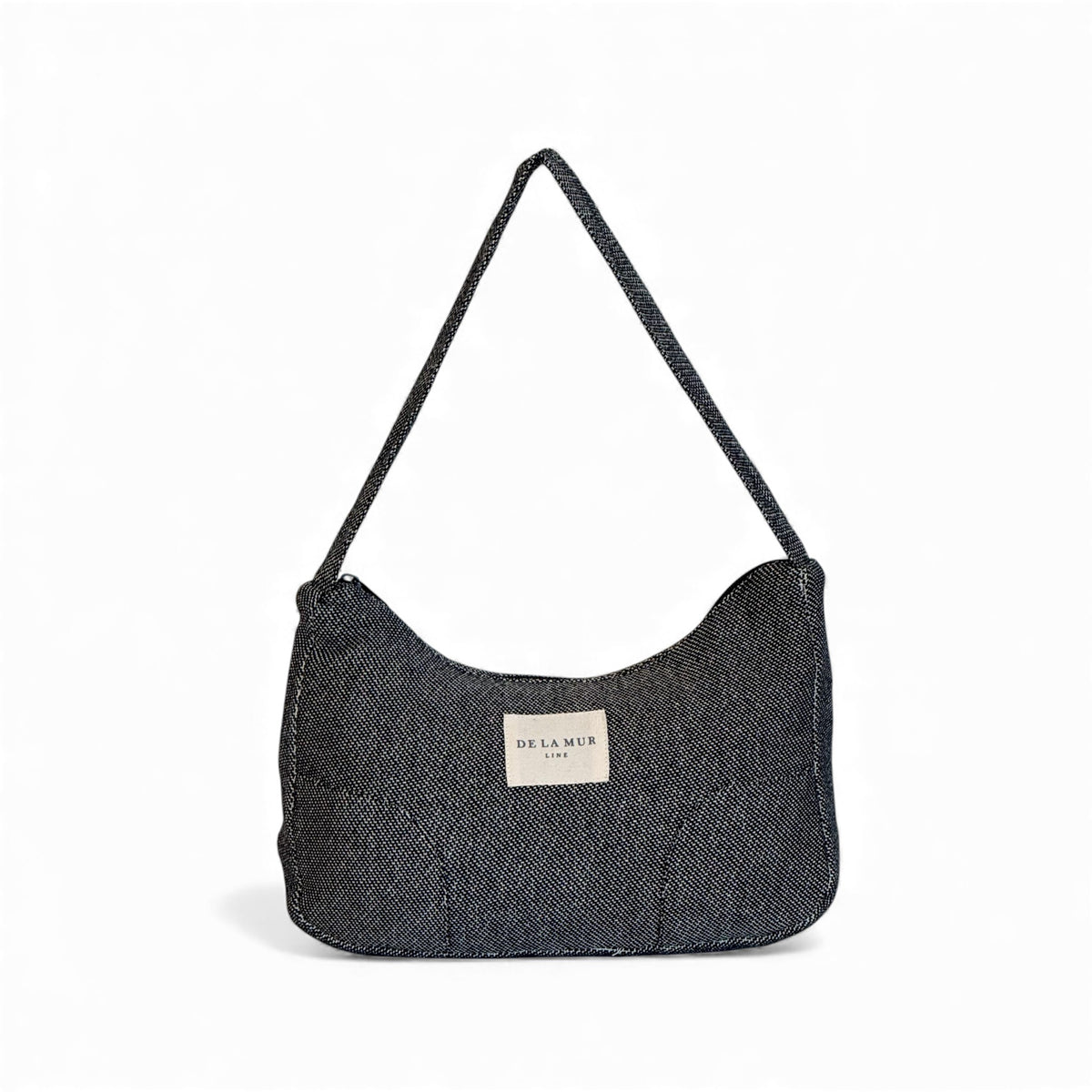 DE LA MUR Sinay jacquard shoulder bag in black and gray, front view