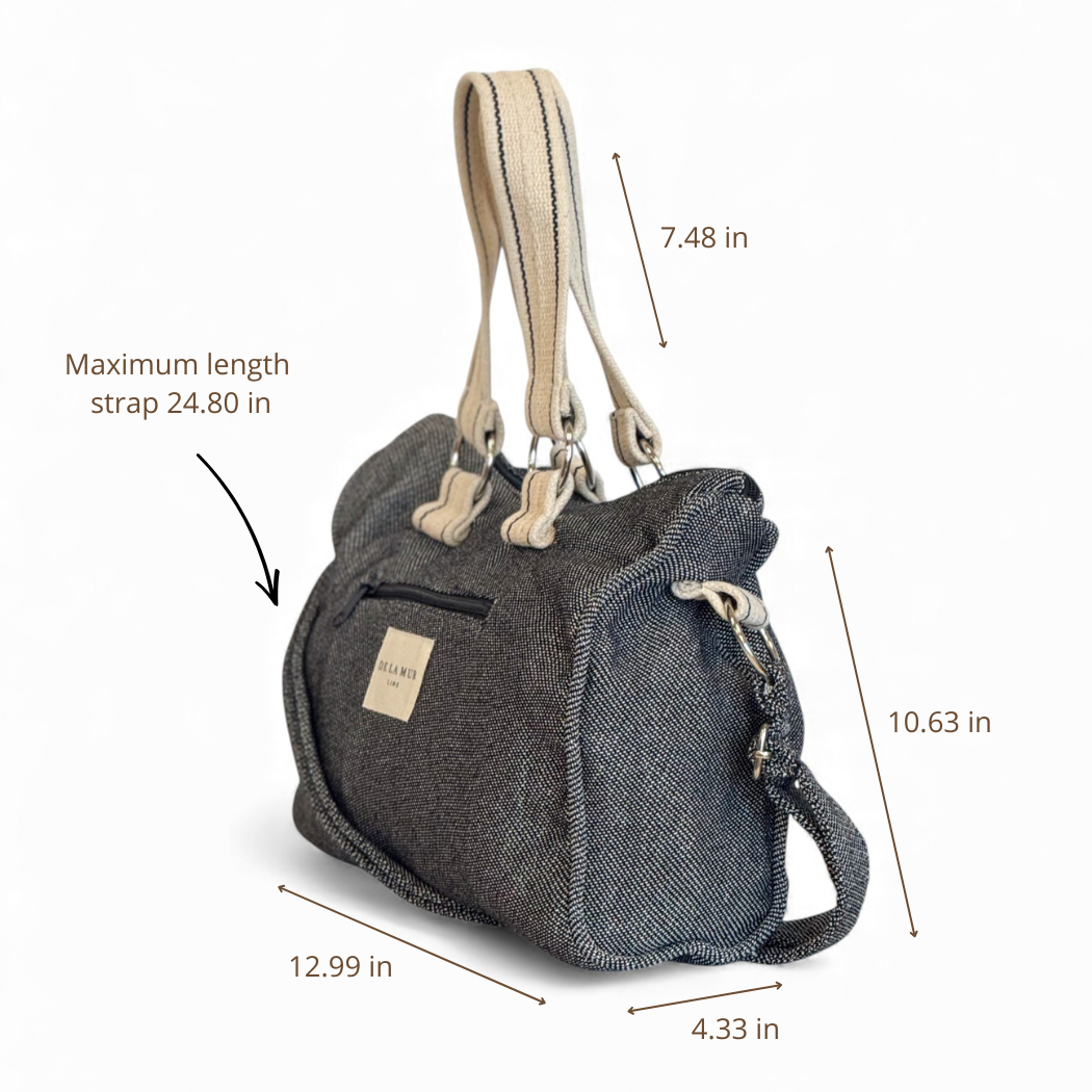 DE LA MUR Sinay city handbag dimensions and strap length diagram