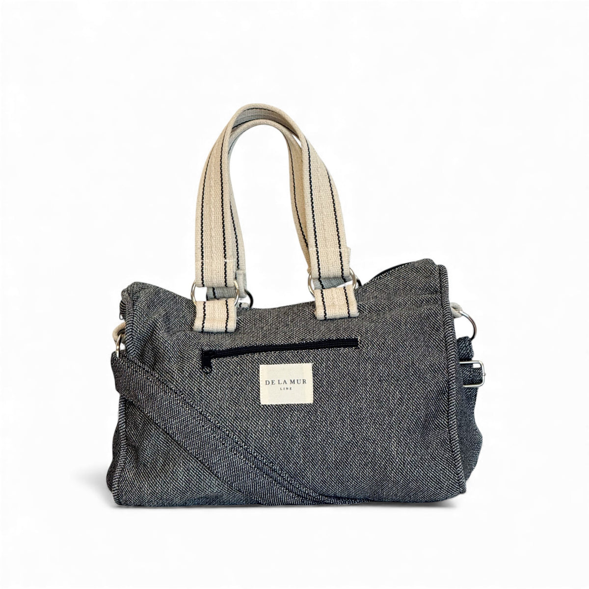 DE LA MUR Sinay herringbone city handbag in gray, front view