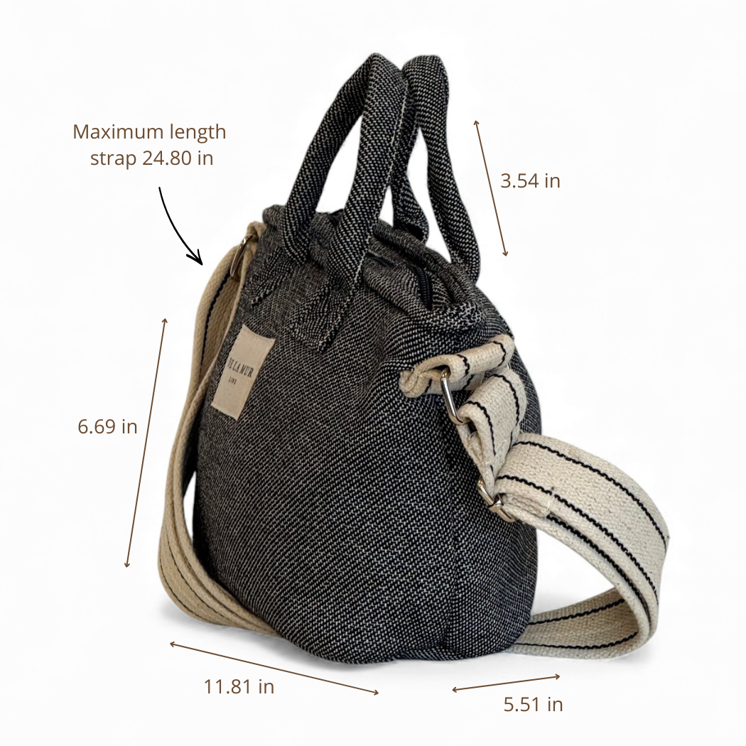 DE LA MUR Sinay basket handbag dimensions diagram in inches