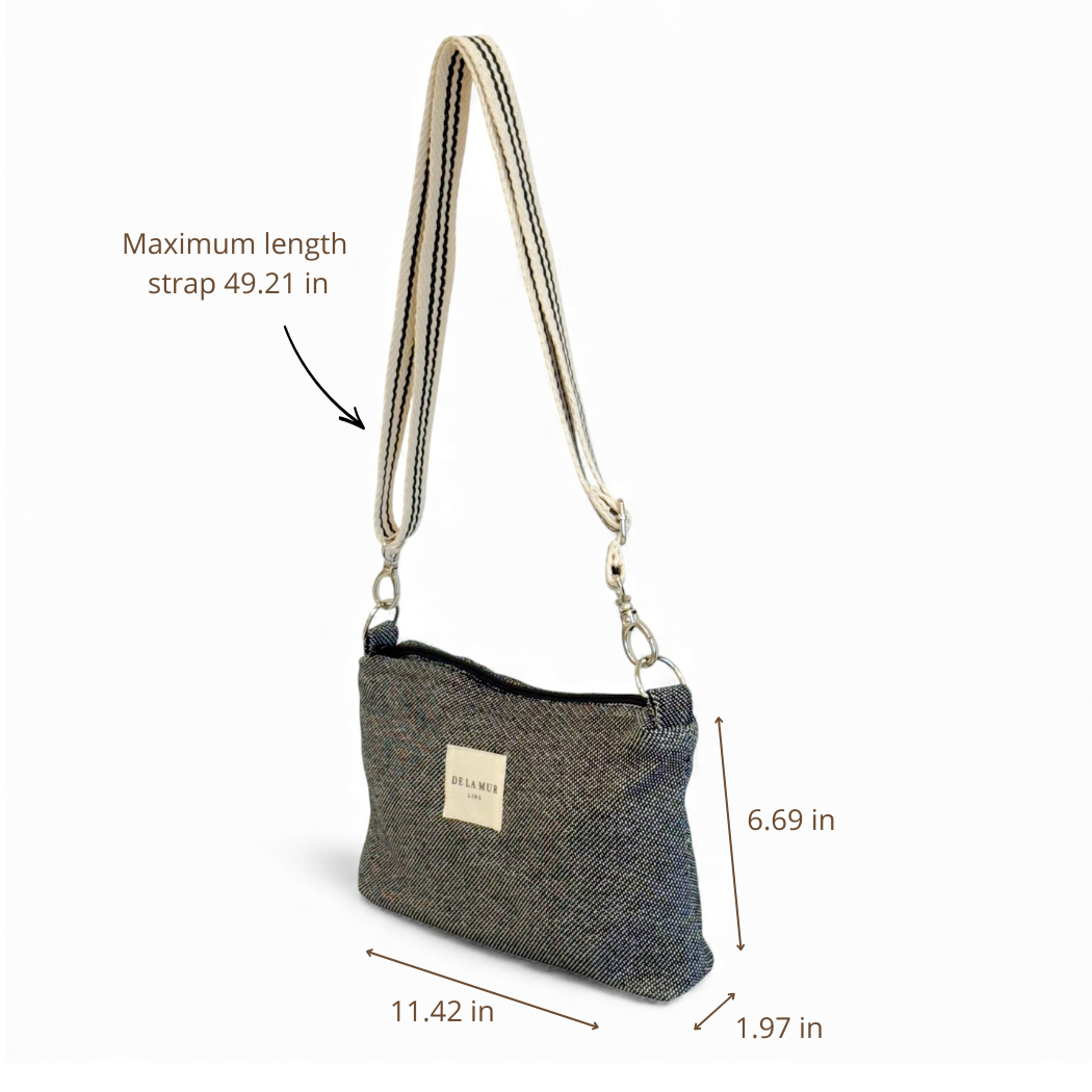 DE LA MUR Sinay striped clutch handbag dimensions diagram in inches