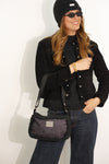 Faux Suede Small Shoulder Bag – Black (Cene)