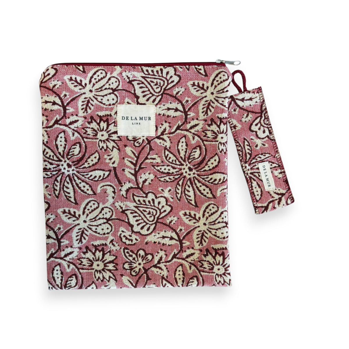 Floral Jacquard Book Cover With Matching Bookmark – Ecru & Pink (Came)