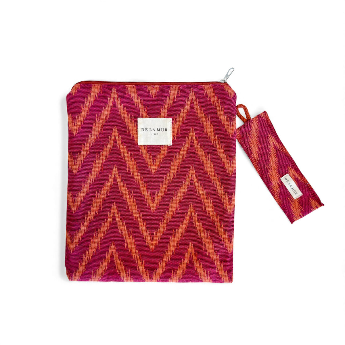 Zigzag Jacquard Book Cover With Matching Bookmark – Pink & Orange (Fuego)