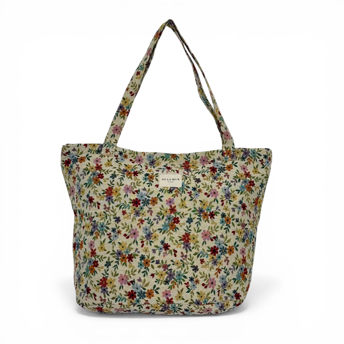 DE LA MUR floral jacquard large zippered tote bag in multicolor, front view