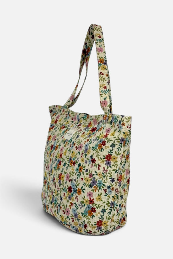 DE LA MUR Blum floral jacquard large zippered tote bag, interior view showing the lining