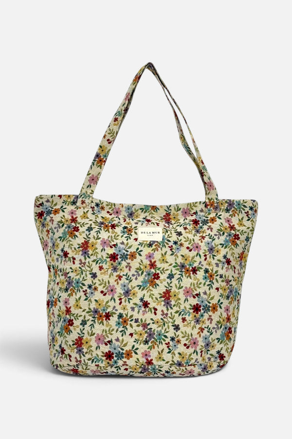 DE LA MUR Blum floral jacquard large zippered tote bag, side view