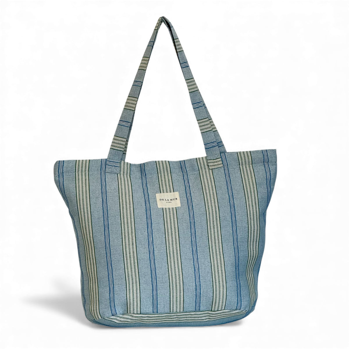 Striped Jacquard Large Zippered Bag – Blue & Green (Cata)