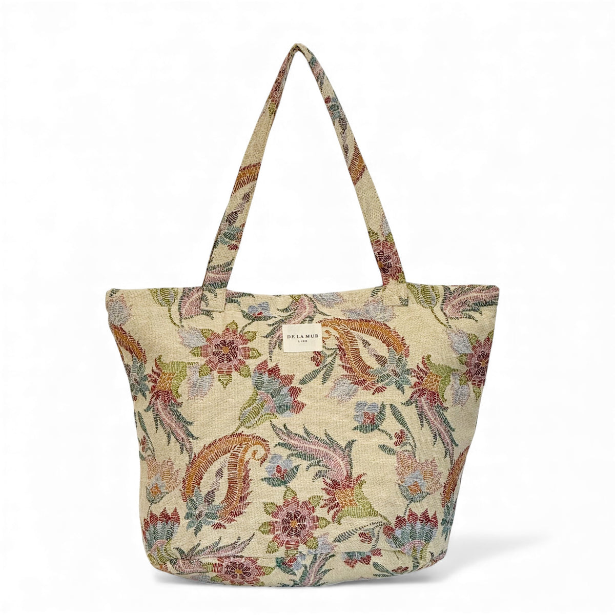 DE LA MUR Color paisley jacquard tote bag in multicolor, front view