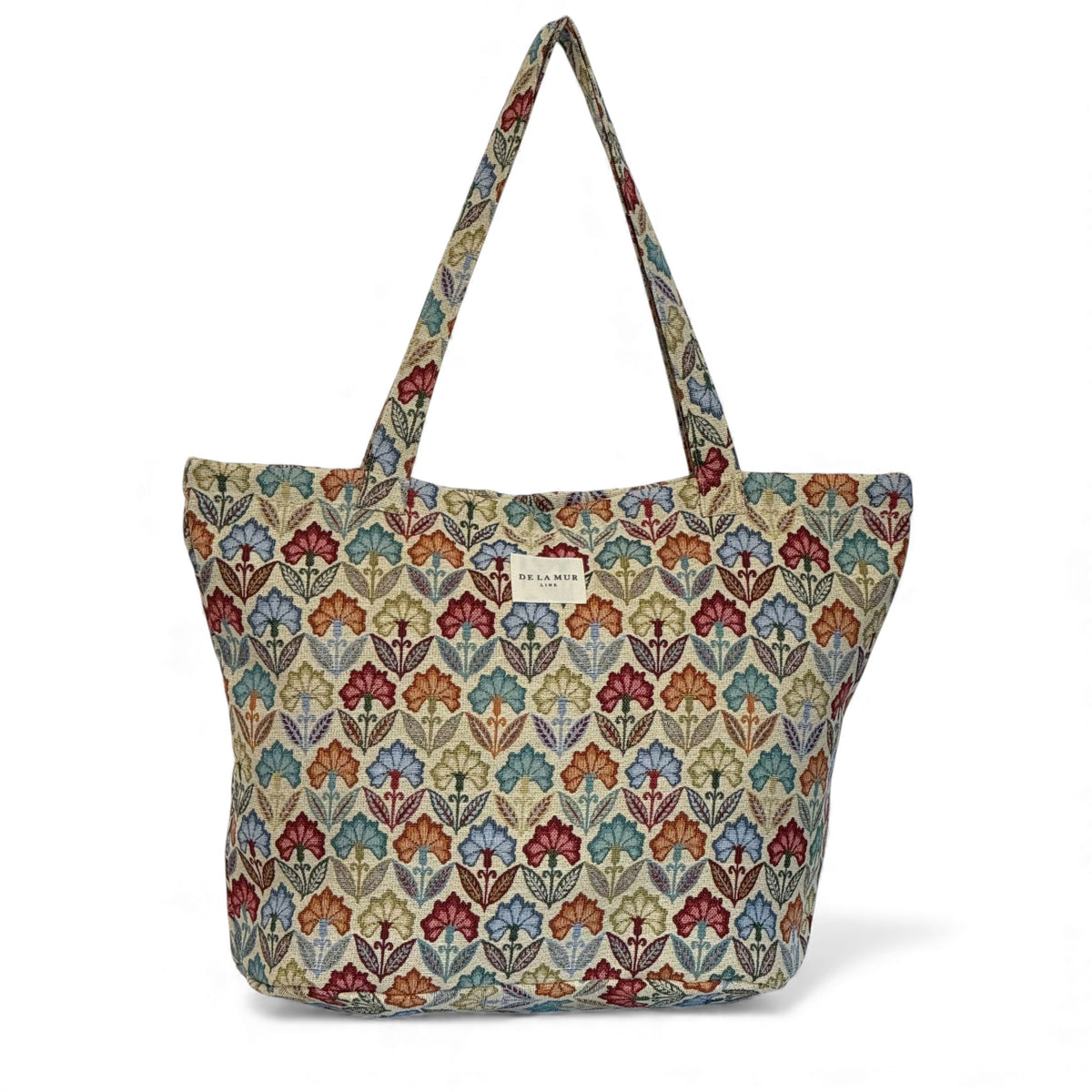 DE LA MUR Flora floral jacquard tote bag in multicolor, front view