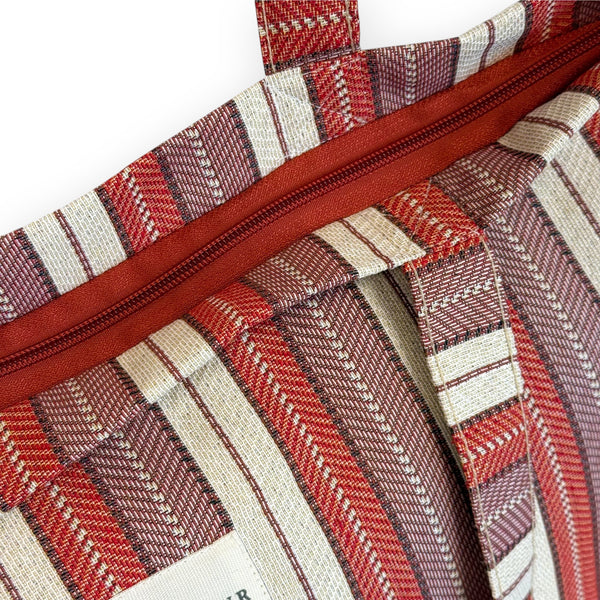 Striped Jacquard Large Zippered Bag – Lilac & Burgundy (Make)