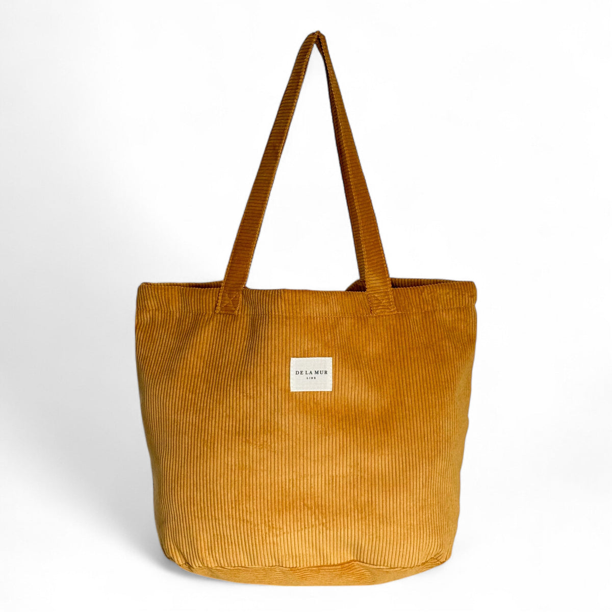DE LA MUR mustard corduroy large tote bag, front view