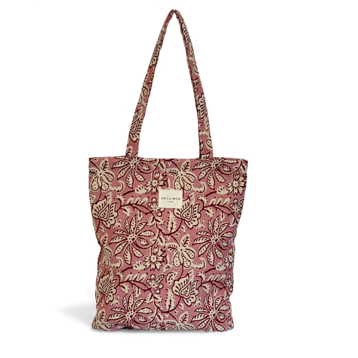 DE LA MUR floral jacquard zippered bag in pink, front view