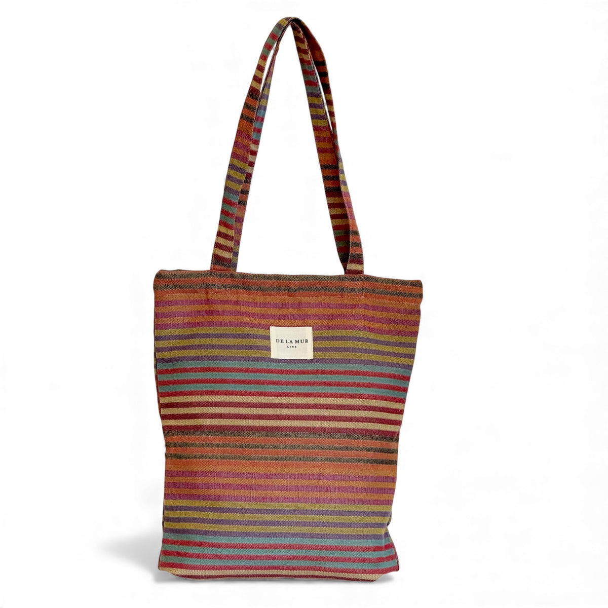 DE LA MUR Maria multicolor striped jacquard zippered bag, front view