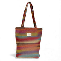 DE LA MUR Maria multicolor striped jacquard zippered bag, front view
