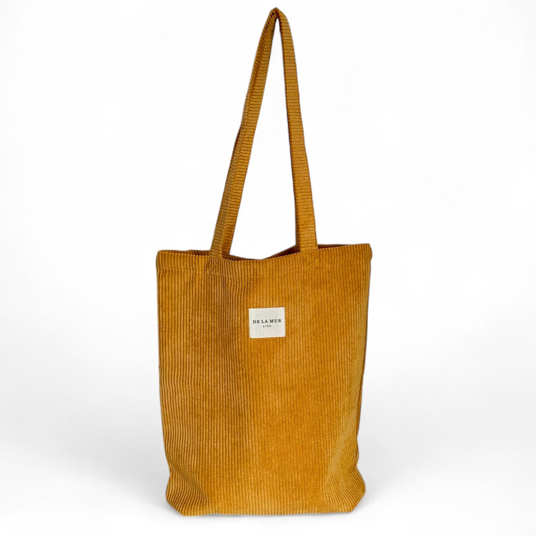 DE LA MUR Taz corduroy tote bag in mustard, front view