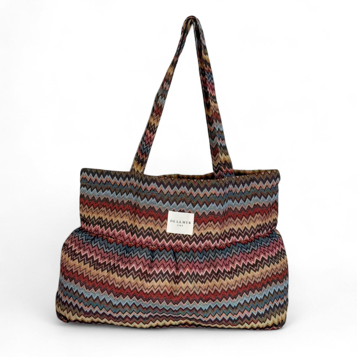 DE LA MUR Monte zigzag jacquard ruffle tote bag, front view