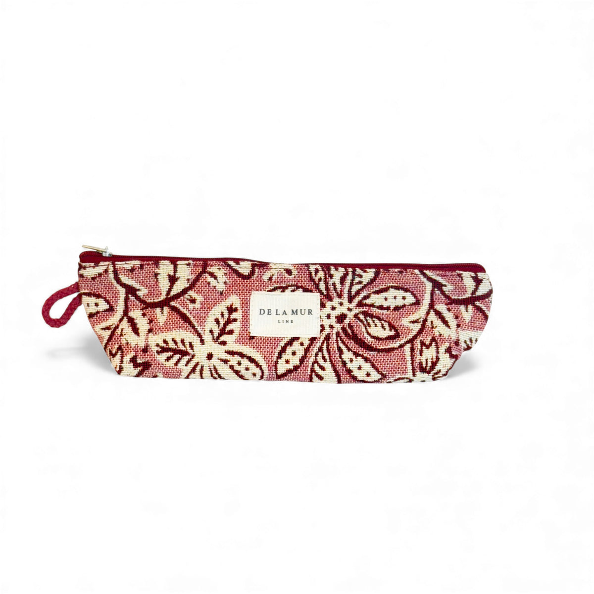 Floral Jacquard Pencil Case – Ecru & Pink (Came)